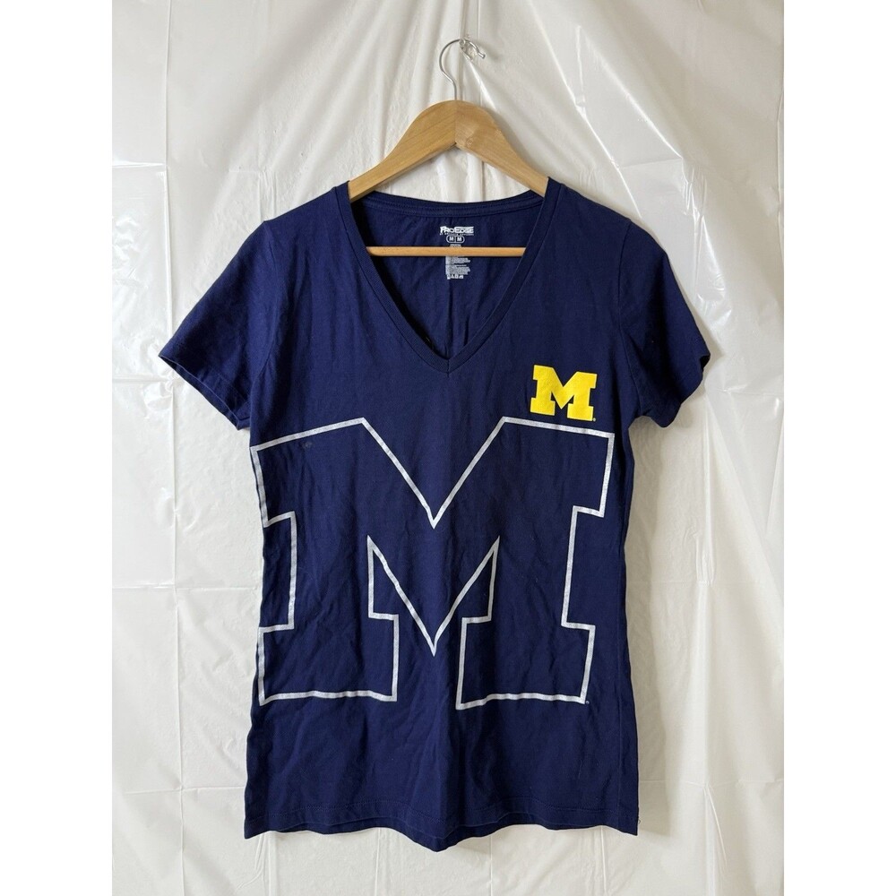 Michigan Wolverines Women’s Medium V Neck T Shirt Navy Blue ProEdge NCAA